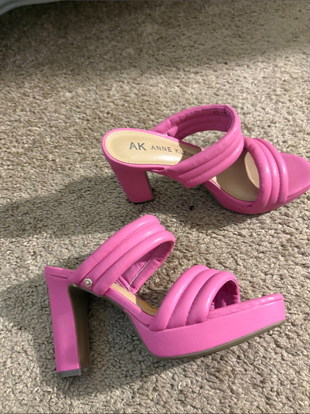 Anne Klein Hot Pink Padded Strap Platform Block Heels- size 8